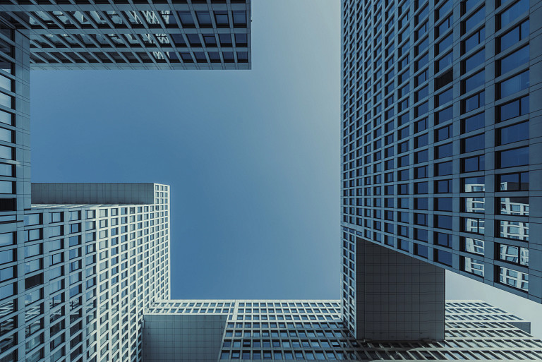 upward view of office buildings