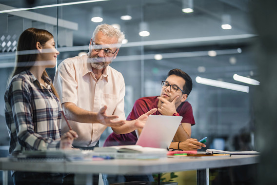 Professor with students